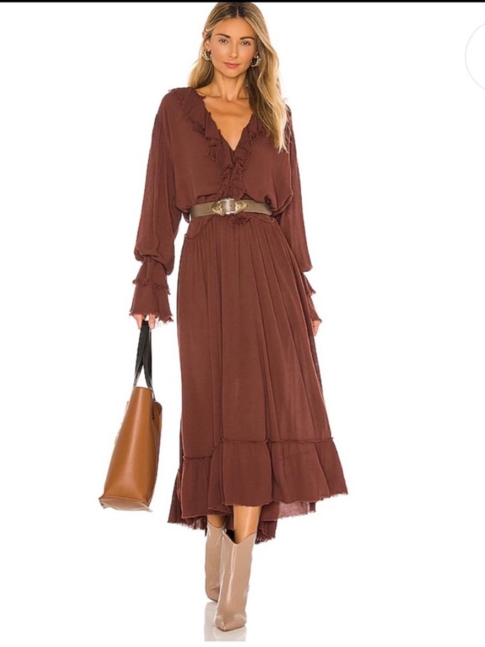 Free People Sweet Darlin
Brown Burgundy Road Maxi Dress Small
